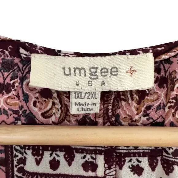 Umgee Mix Block Print Boho Patchwork Open Front Kimono Duster Plus Size 1XL/2XL - Picture 5 of 6